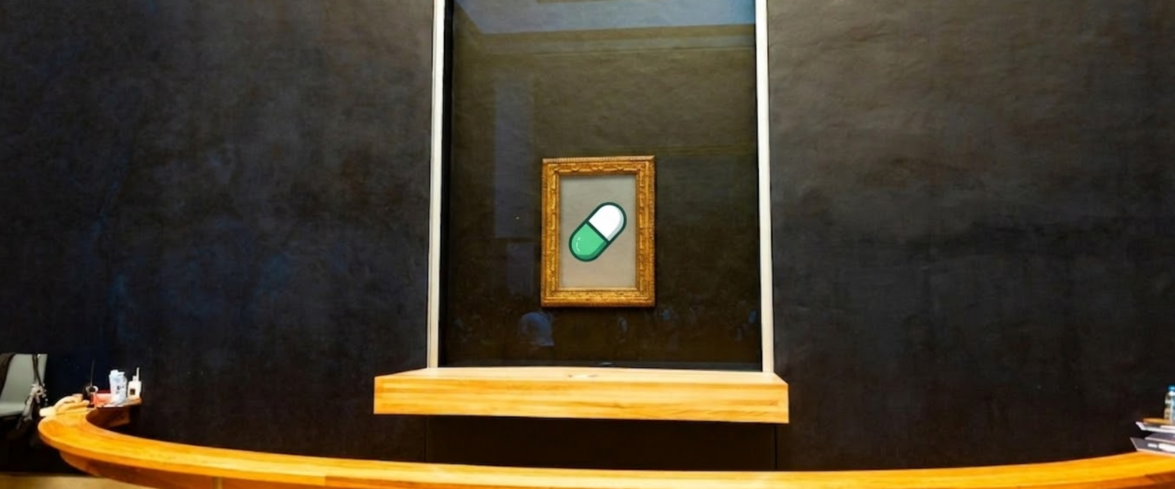 Wide shot of PumpFun at the Louvre